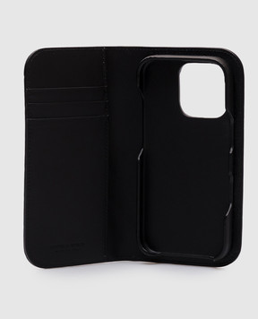 Bottega Veneta Black Intrecciato Leather Case Iphone 16 Pro Foglio 838801V2HL0