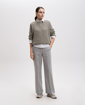 Peserico Gray linen and wool trousers P0478305814