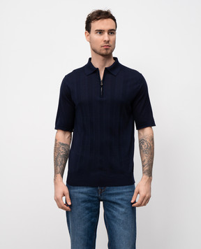 ISAIA Blue wool, silk and cashmere polo shirt MG8348Y0503