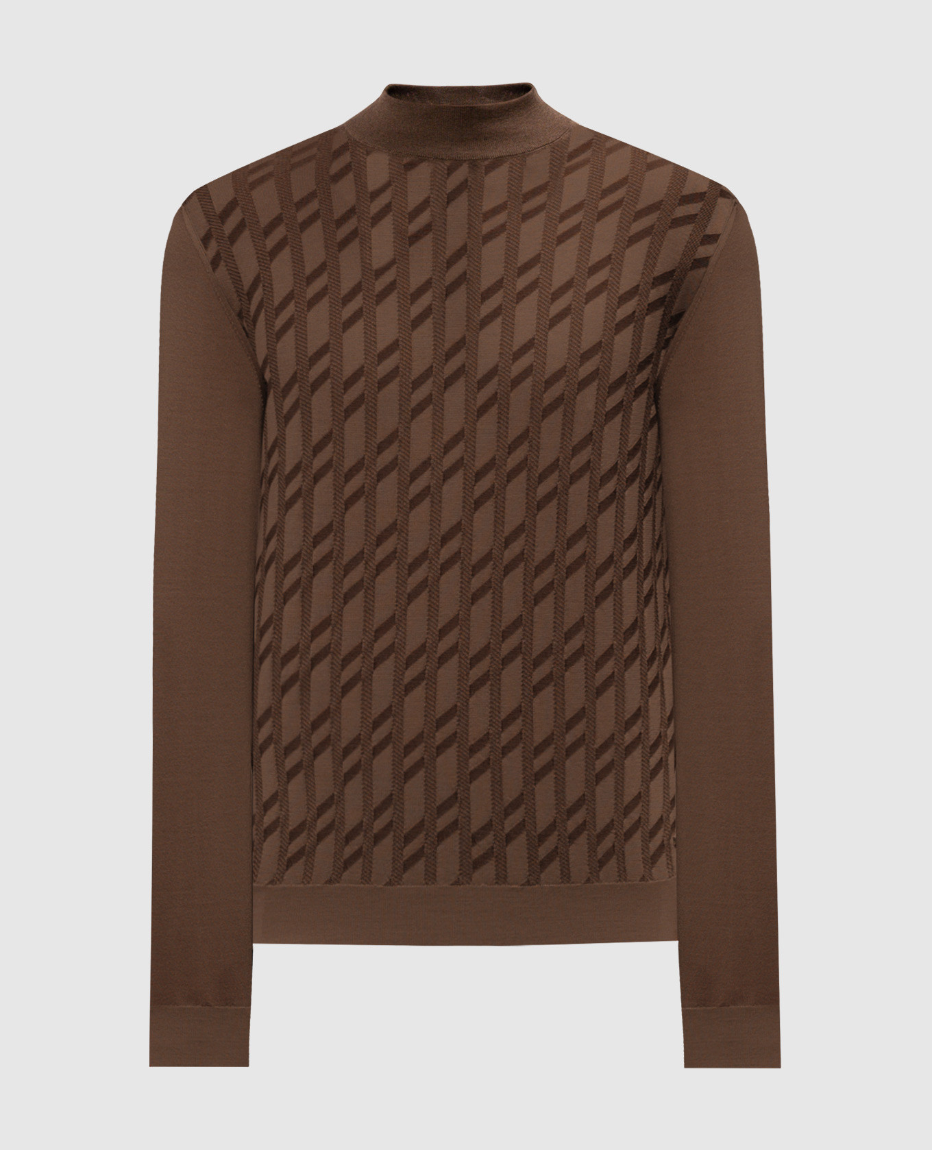 

Brown golf shirt made of cashmere and silk in a pattern Stefano Ricci