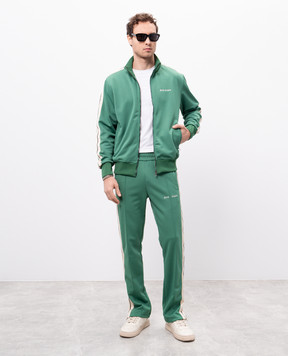Palm Angels Green striped sports jacket with logo embroidery PMBD058S25FAB001