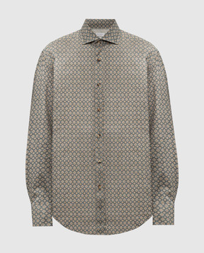 Brunello Cucinelli Gray shirt in a geometric pattern with a curly bottom MY6341718