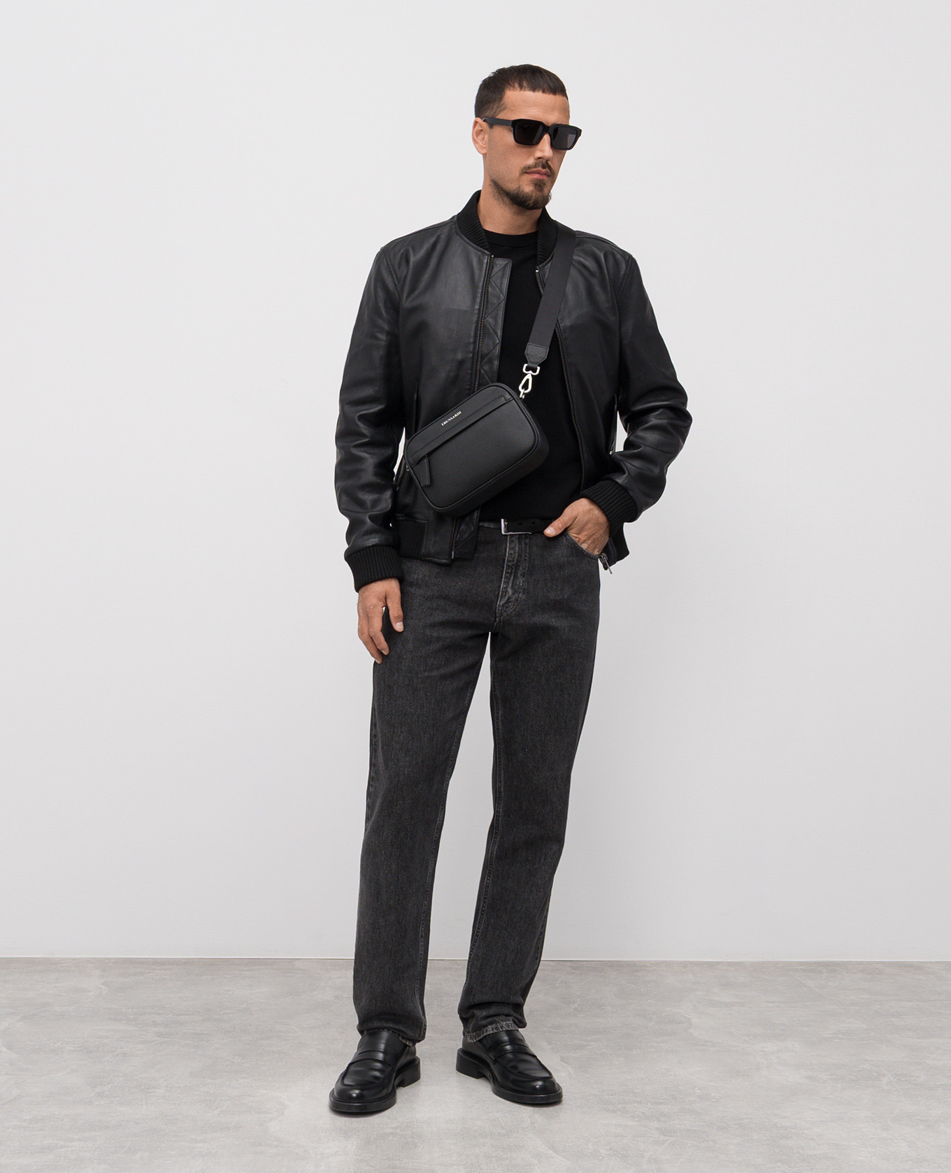 

Black jumper with embroidered emblem Trussardi