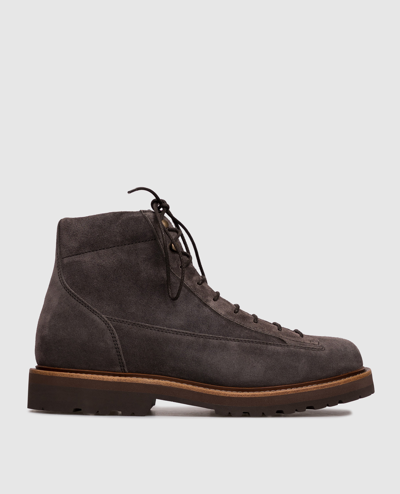 Grey suede boots with logo Brunello Cucinelli