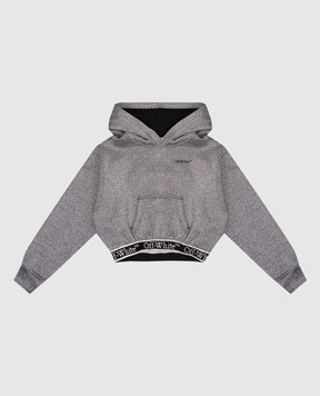 Off-White Kids gray lurex hoodie with logo pattern OGBB005F24FLE001