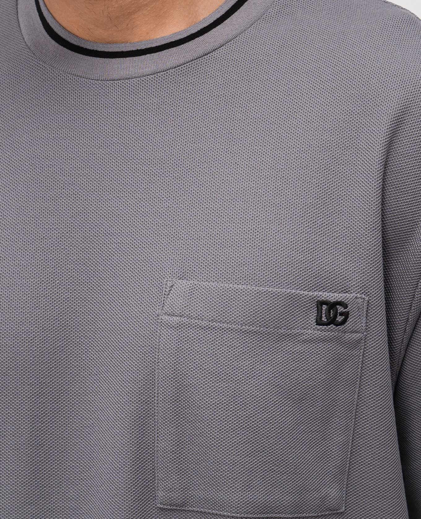 Grey T-shirt with DG logo monogram embroidery Dolce&Gabbana 5