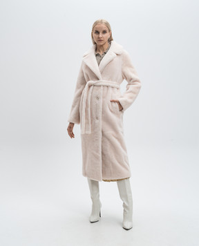 Yves Salomon Beige sheepskin coat with a belt 25WYM61620MER4