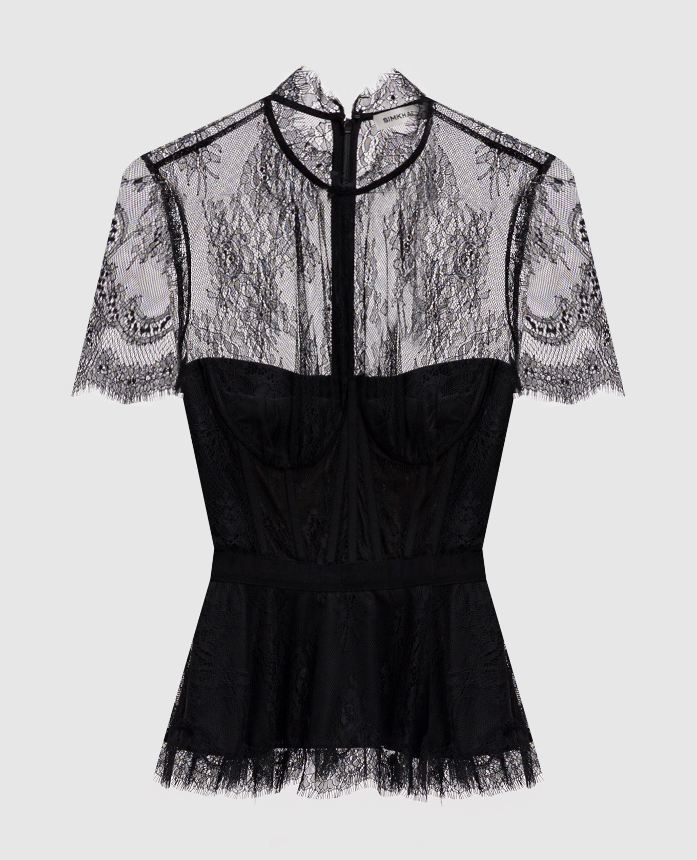 

Kehlani Black Lace Bustier Top Simkhai