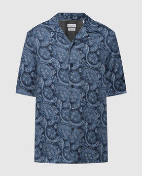 Brunello Cucinelli Blue shirt in paisley print MM6640615P