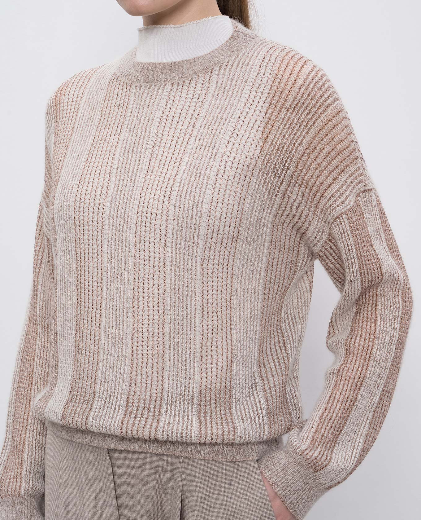 Beige alpaca wool sweater with lurex Peserico 5