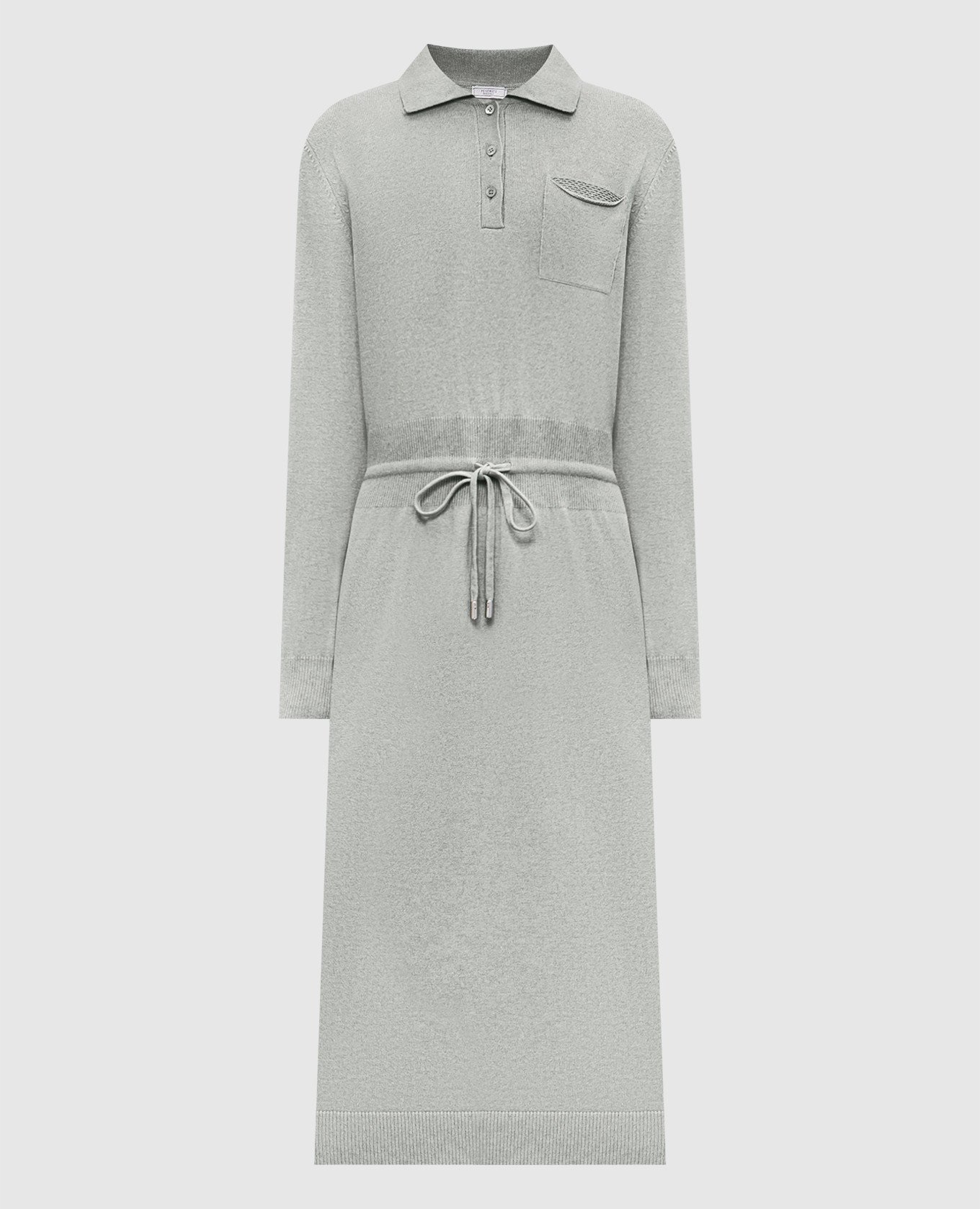 

Gray wool, silk and cashmere midi dress with monil chain Peserico, Grey