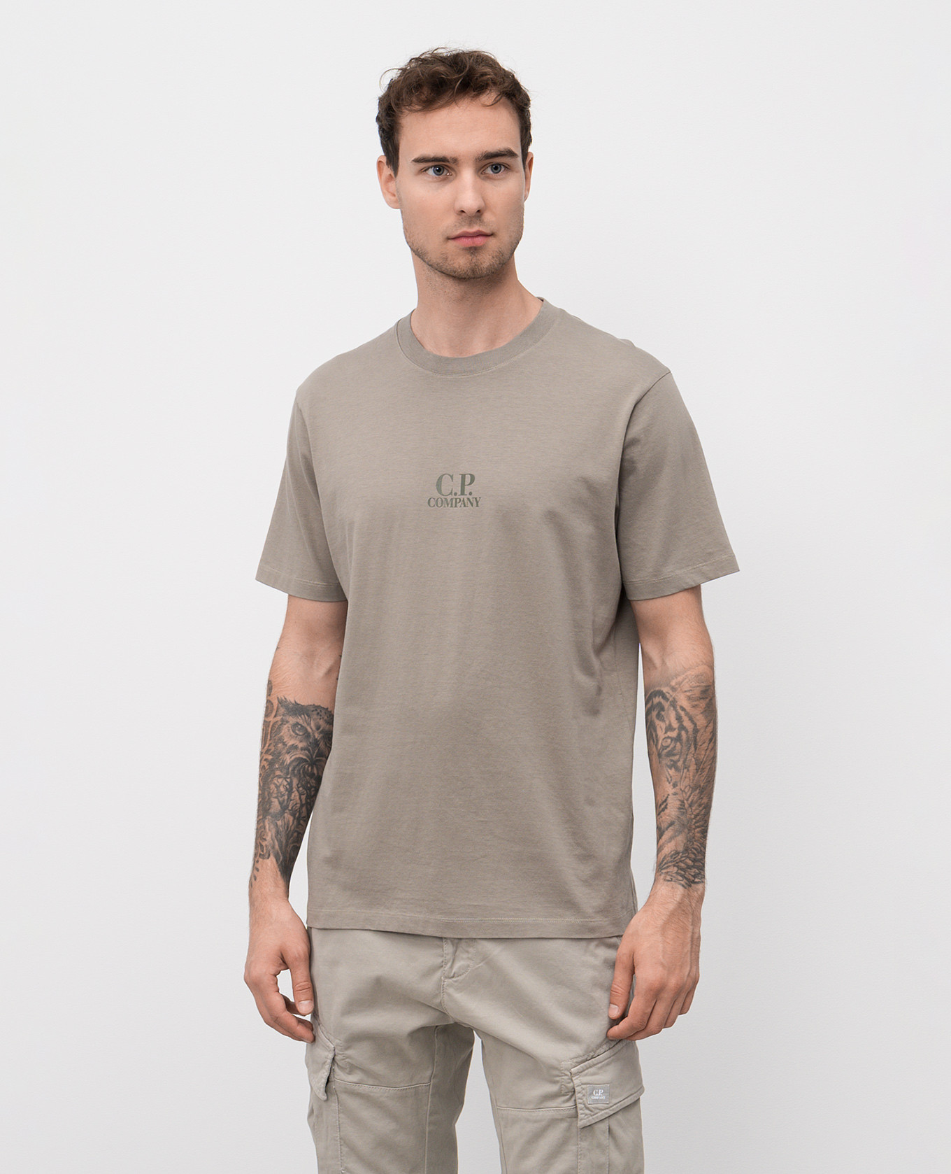 

Khaki T-shirt with logo print C.P. Company