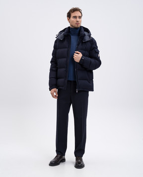 Moncler Blue wool pants with logo K20912A00018597FV