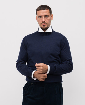 Brunello Cucinelli Blue wool and cashmere golf M2400103