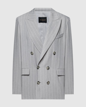 The Andamane Gray double-breasted striped jacket T153007BTNP216