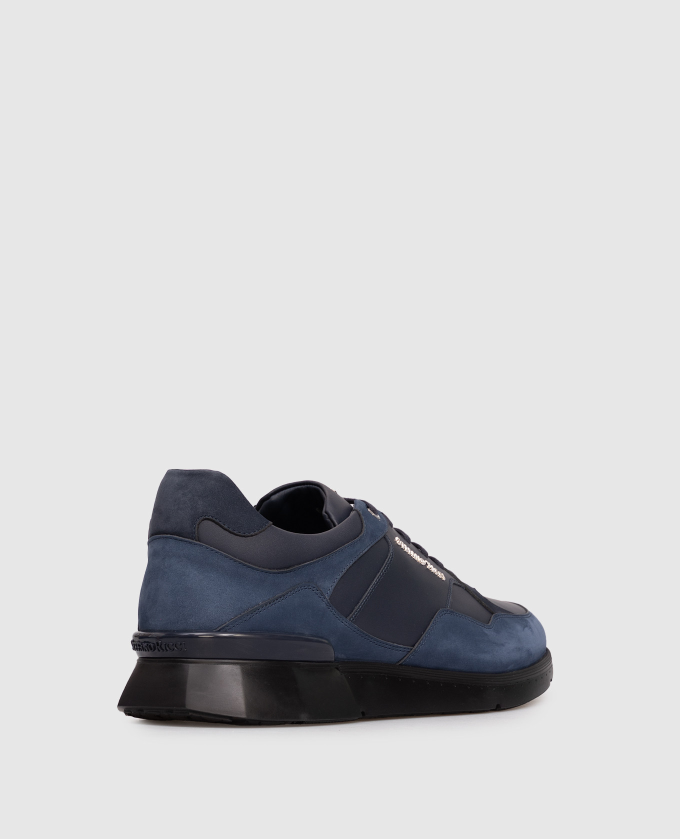 

Blue leather sneakers with logo Stefano Ricci