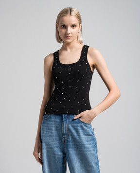 Giuseppe Di Morabito Milano Black ribbed top with crystals 02SSTO25702296