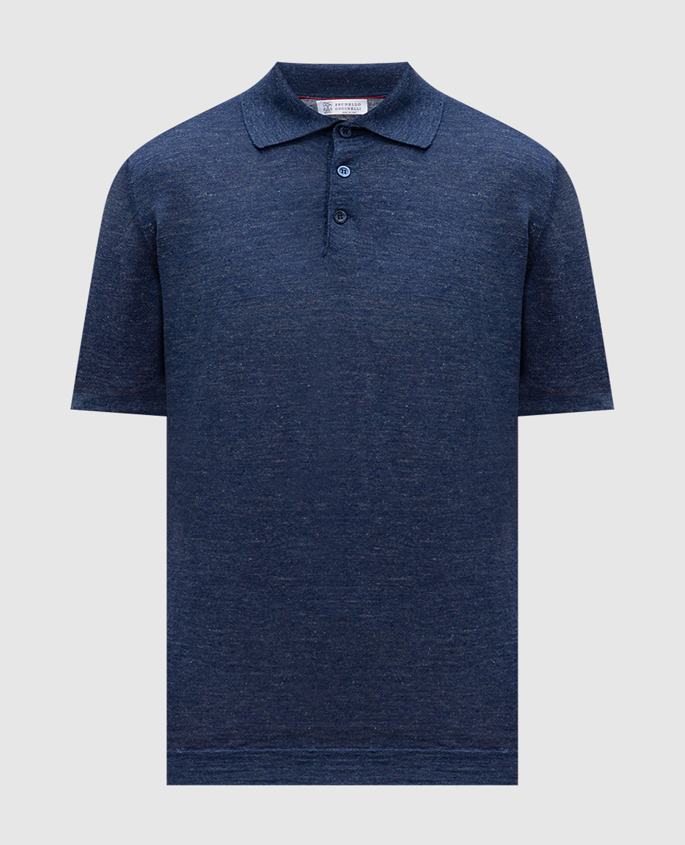 Blue polo with linen Brunello Cucinelli