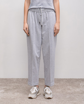 Peserico Grey melange pants with monil chain P04632J002379