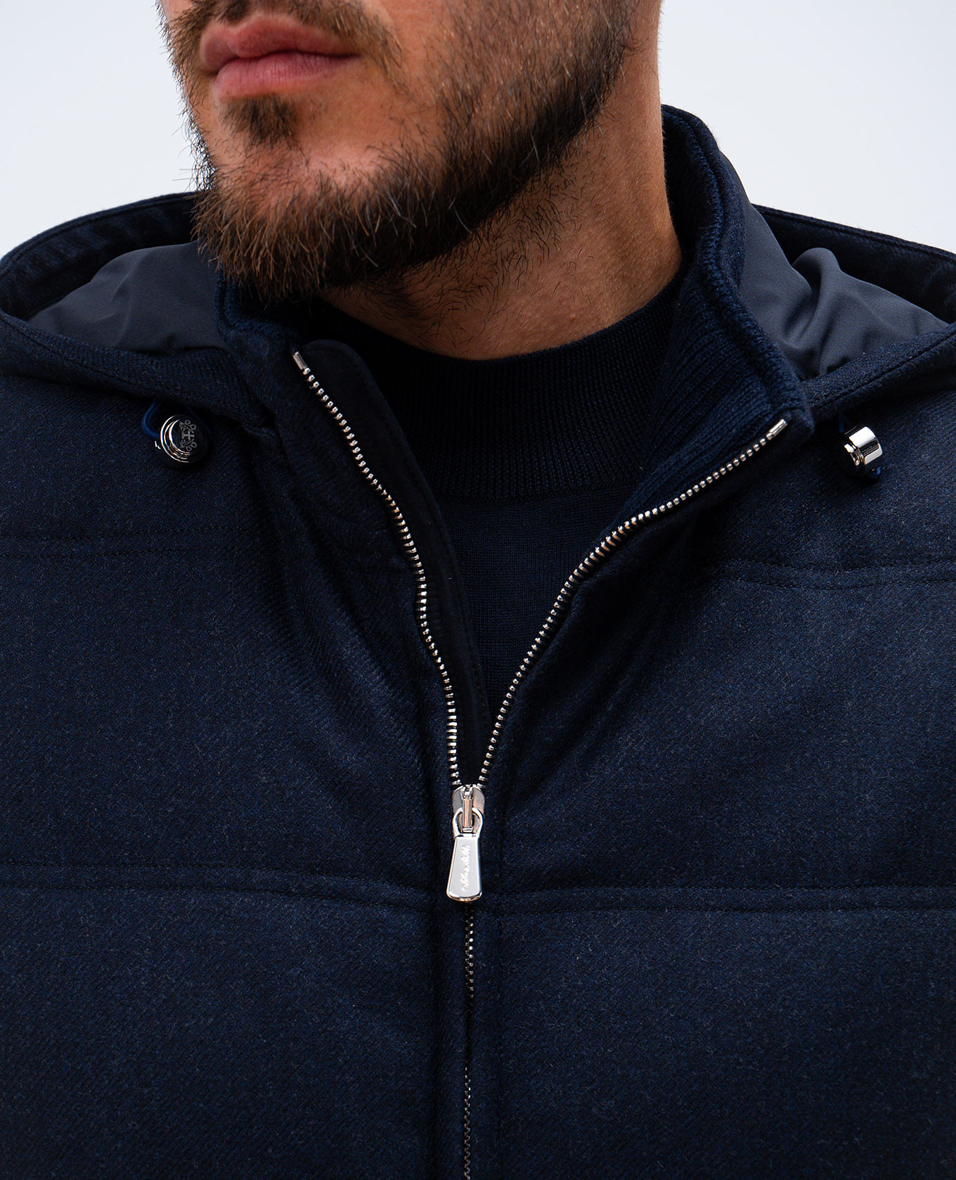 Blue down vest made of wool and cashmere Enrico Mandelli 5