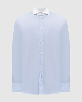 Brunello Cucinelli Blue shirt with contrasting collar MH6121705