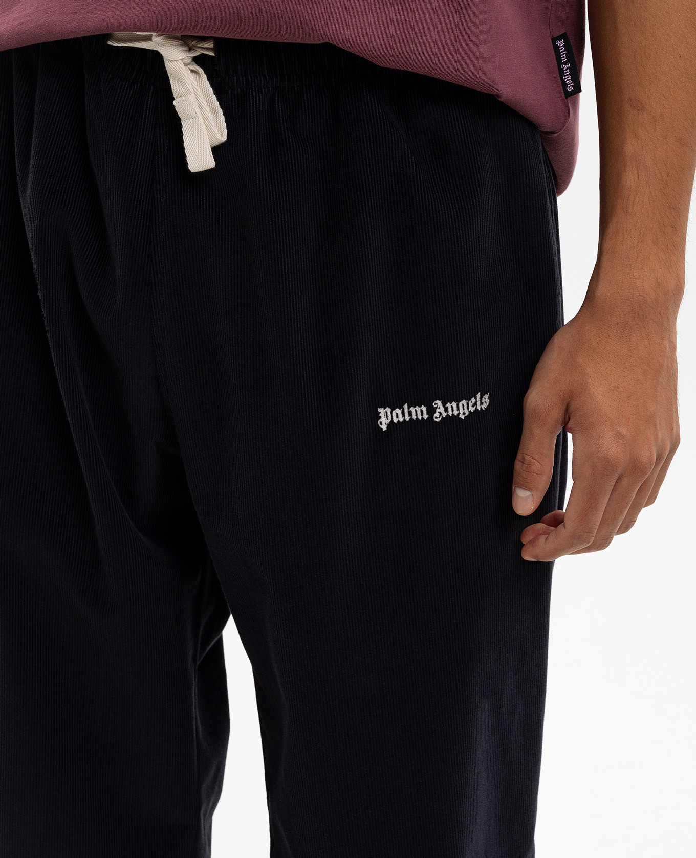 

Black corduroy pants with logo embroidery Palm Angels