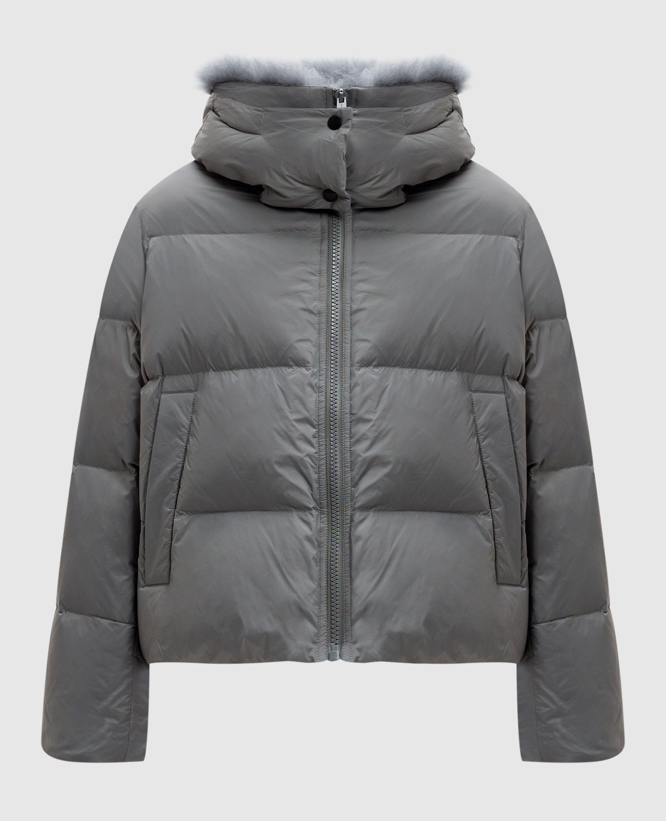 Gray down jacket with fur yves salomon army