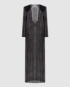 Charo Ruiz Nilere Black Silk Lace Long Cardigan 256302