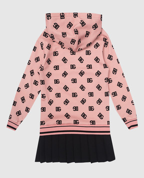 Dolce&Gabbana Baby pink monogram logo print dress with hood L5JD9OG7N9P812+