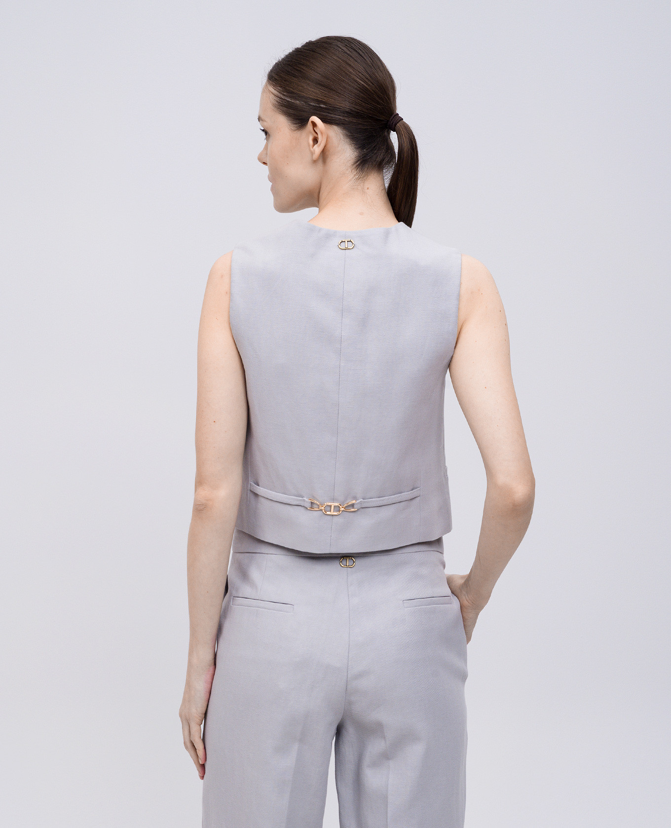 Purple linen vest with logo emblem Twinset 4