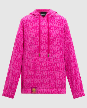 Versace Pink terry hoodie with logo pattern 10201831A14584