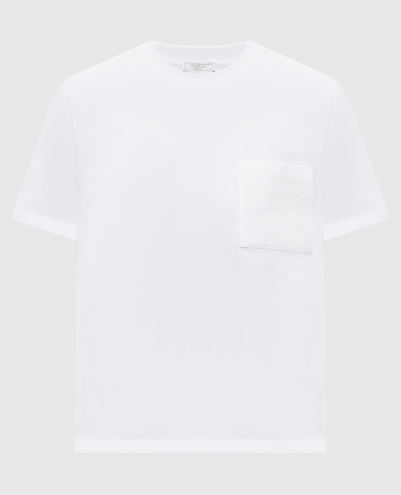 White T-shirt with beads Peserico