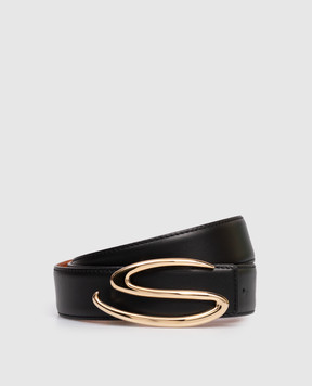 Santoni Black leather belt with monogram logo CW35VC907ASTAFRYFM35