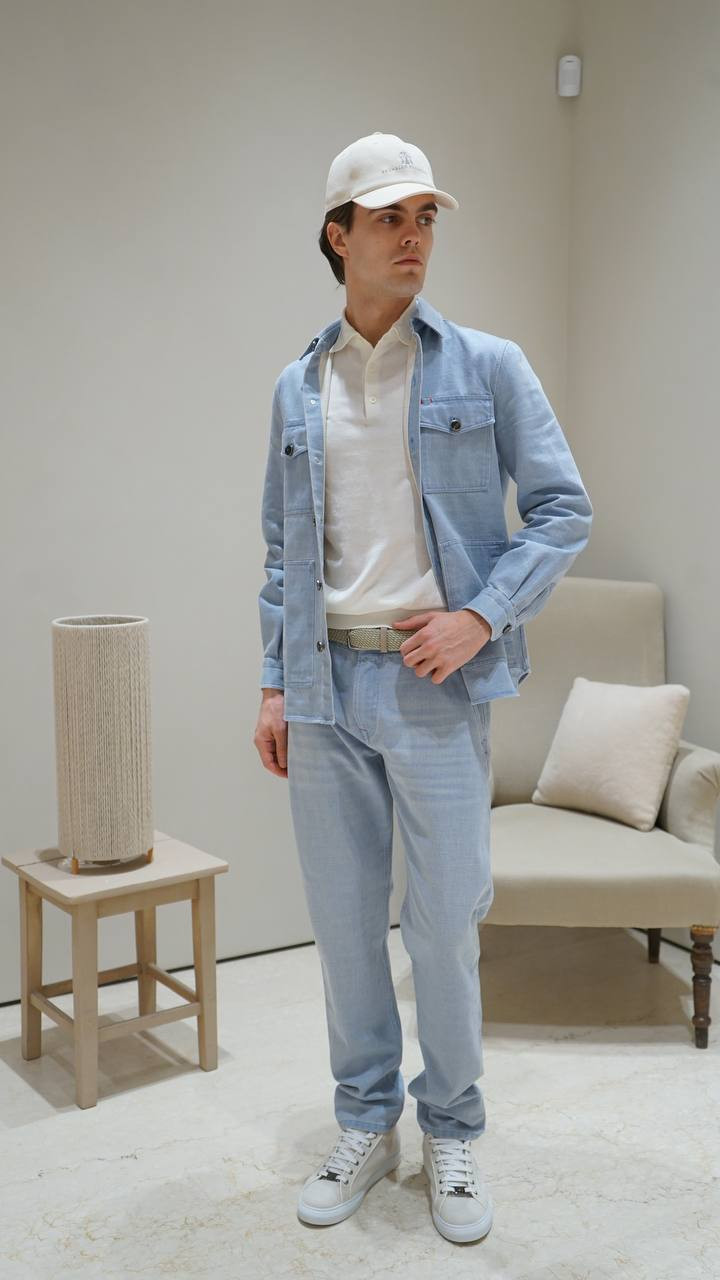 

Blue denim shirt ISAIA, Light blue