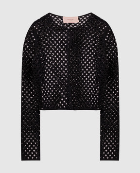 Twinset Black openwork jacket with beads 241TP2442