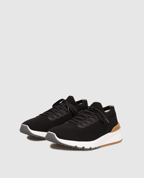 Brunello Cucinelli Black sneakers with textured logo MZUPMBO252