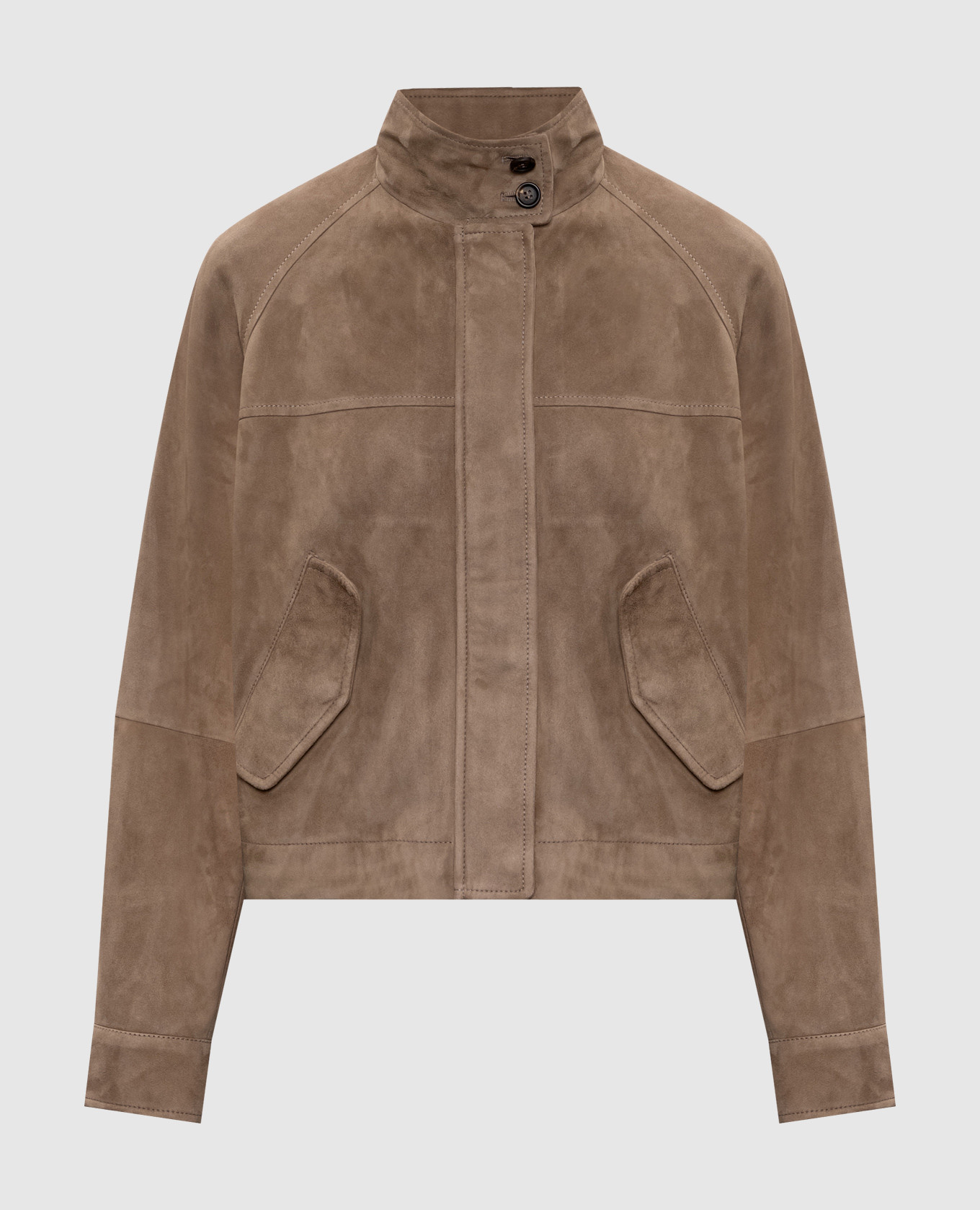 Beige suede jacket with monil chain Brunello Cucinelli