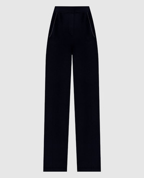 Peserico Blue wool, silk and cashmere trousers with monil chain A94104F1209283