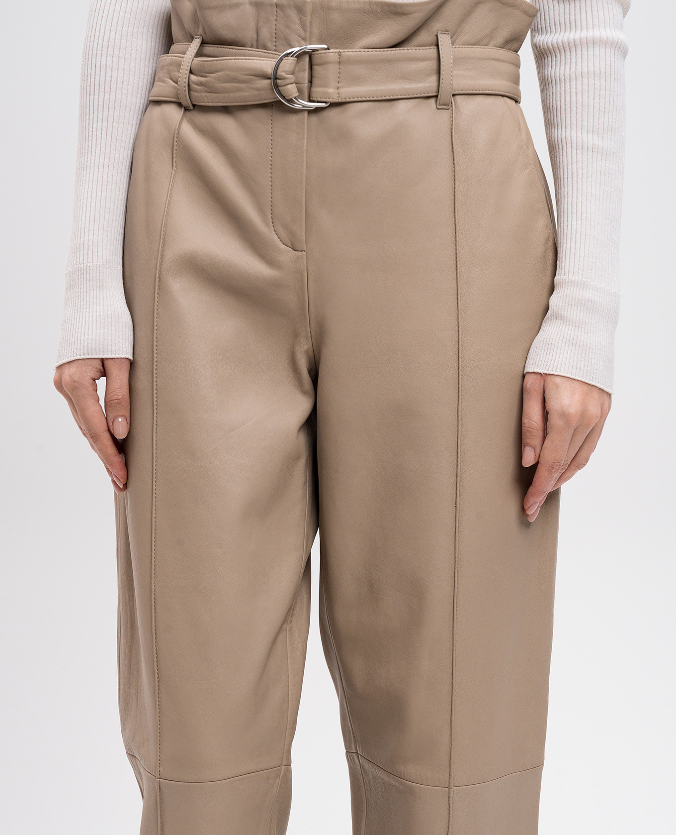 Light beige leather trousers Yves Salomon 5