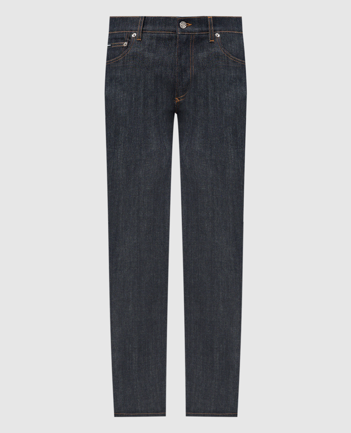 Blue slim jeans with textured logo patch Dolce&Gabbana