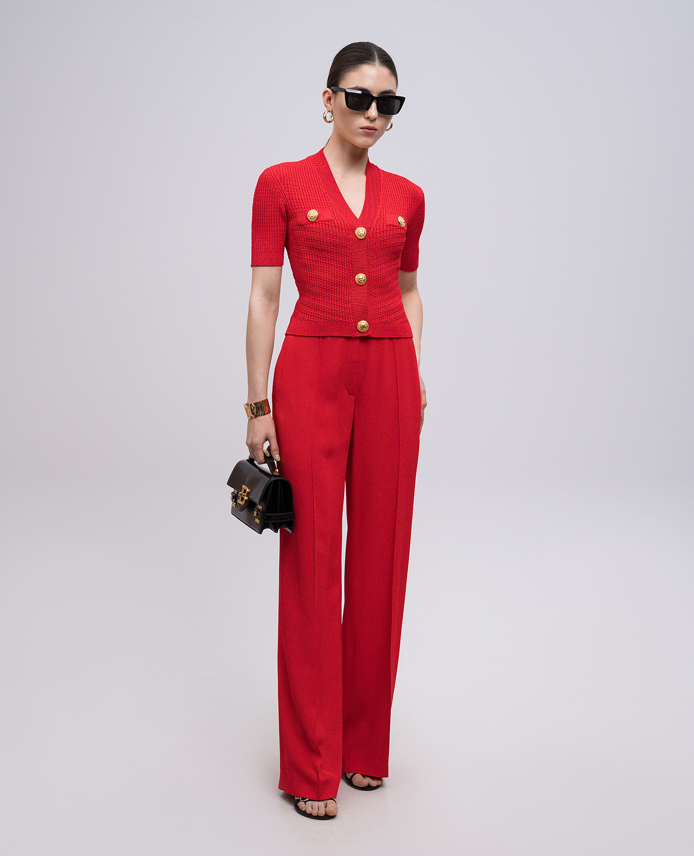 

Red patterned short-sleeved cardigan Balmain