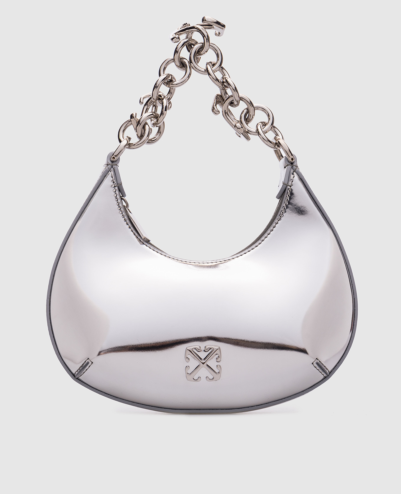 

Silver logo leather hobo bag Off-White