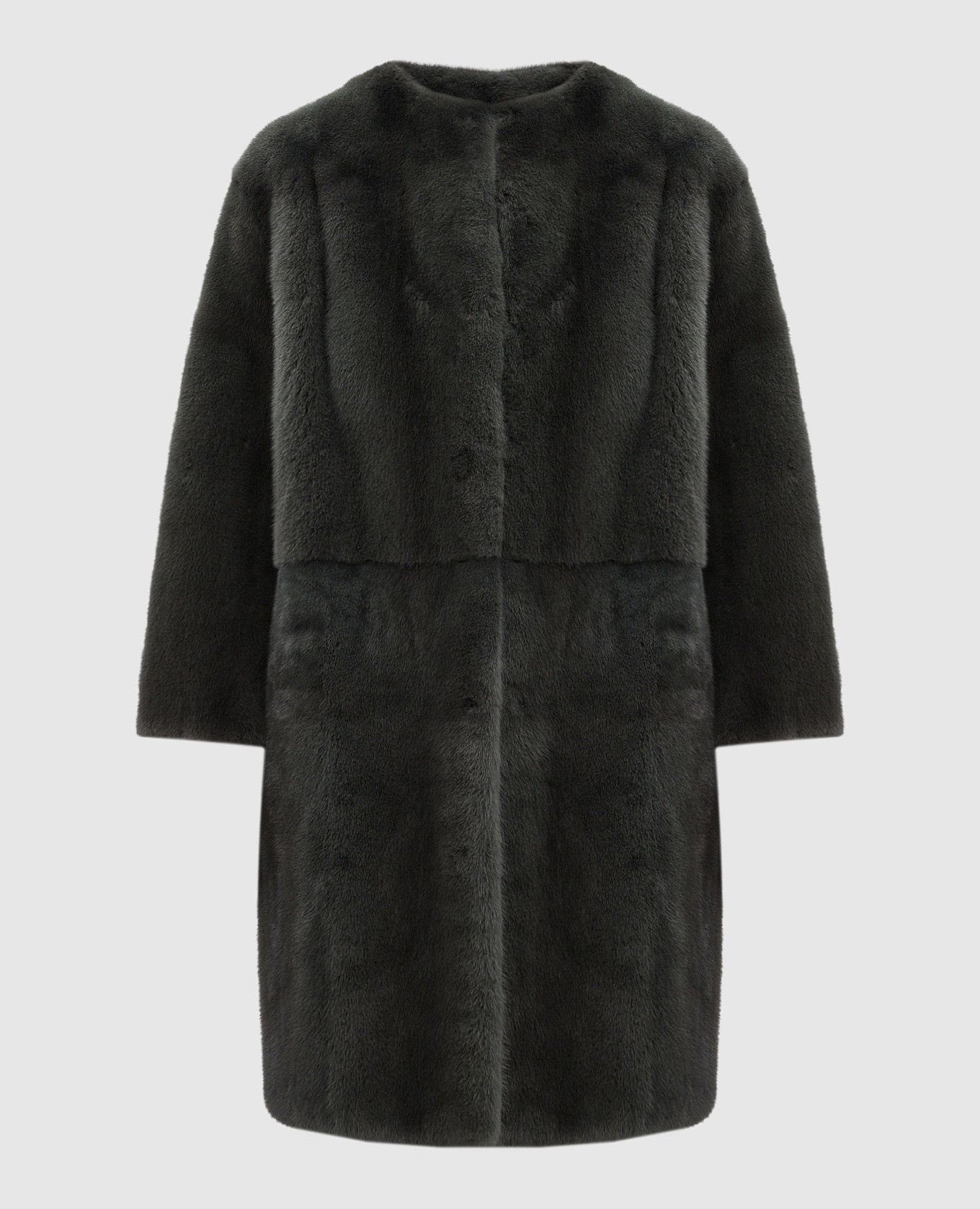 Olive fur coat made of mink fur