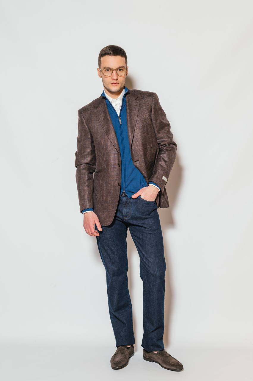 

Brown wool, silk and linen jacket Canali