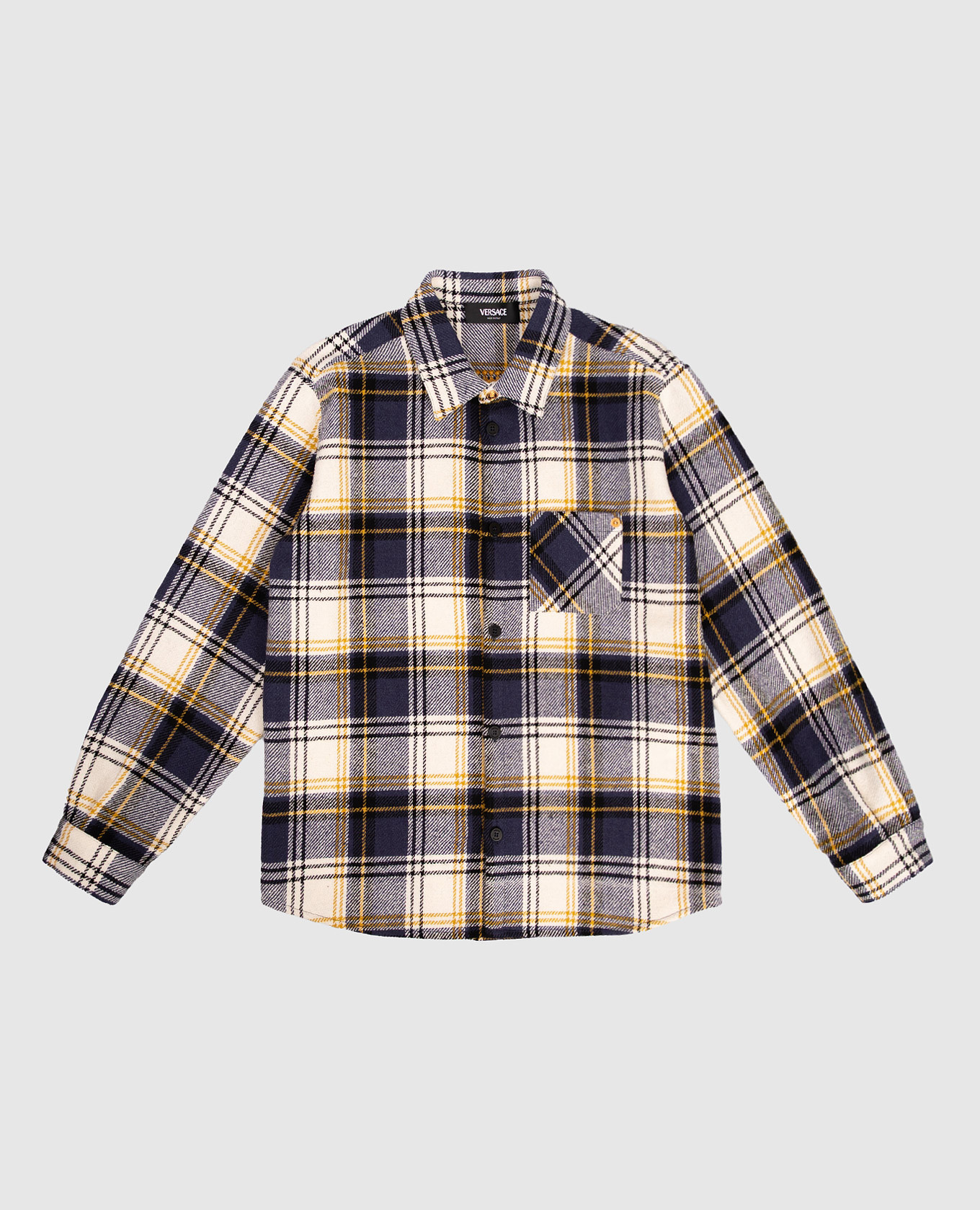 Children&#39;s checkered shirt with logo Versace