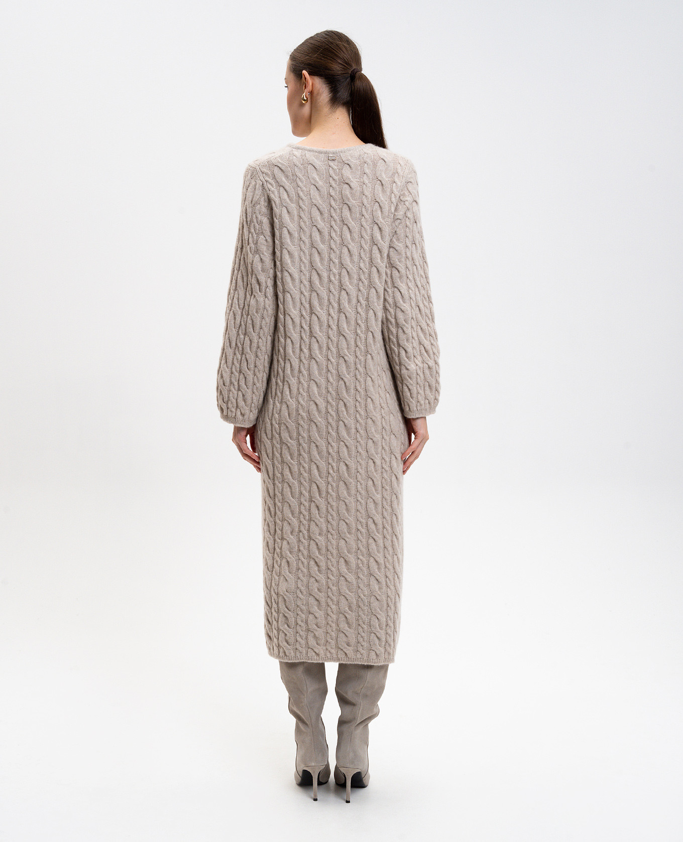 

Beige cashmere and silk dress with textured pattern Agnona