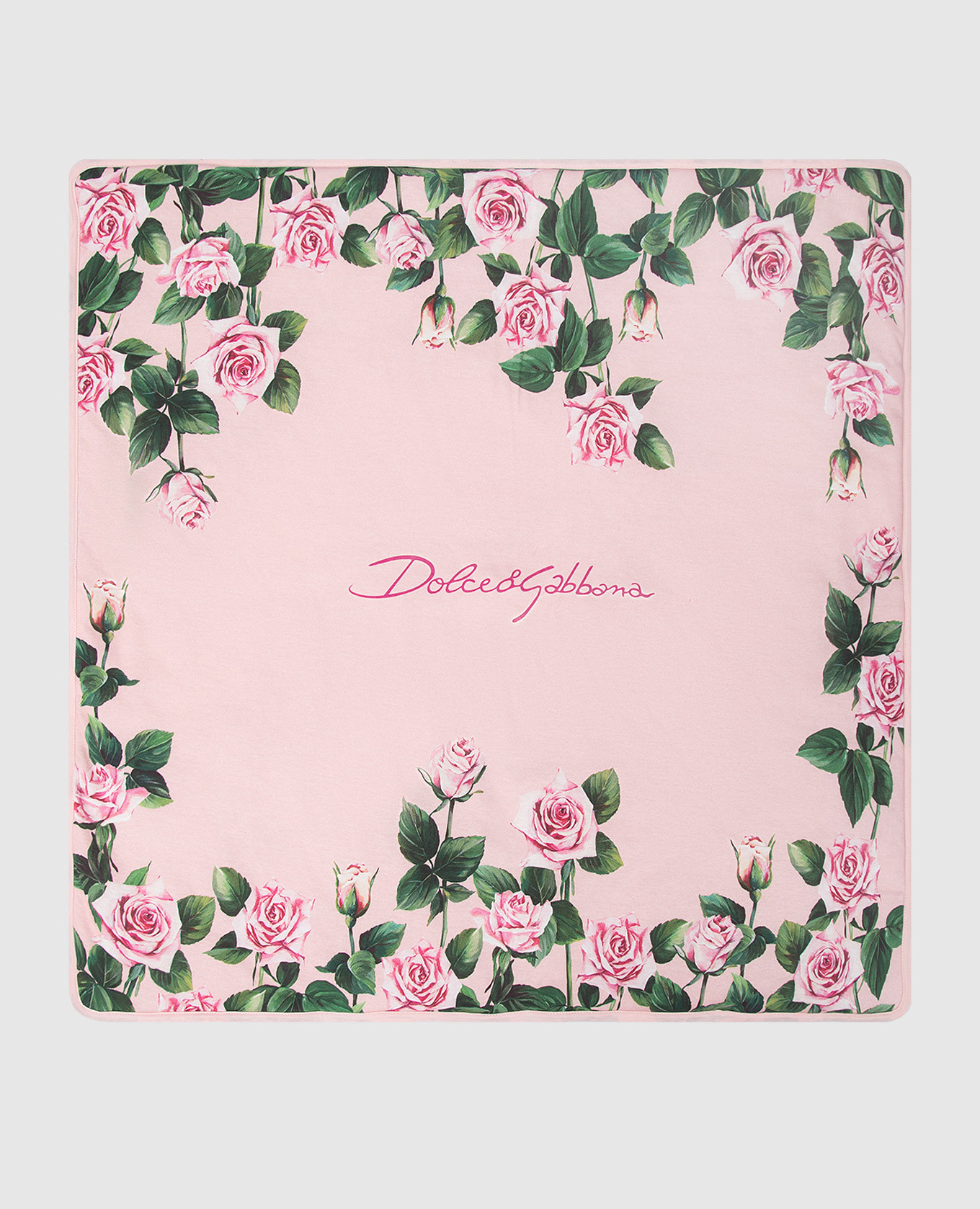

Baby pink blanket in branded print with logo Dolce&Gabbana