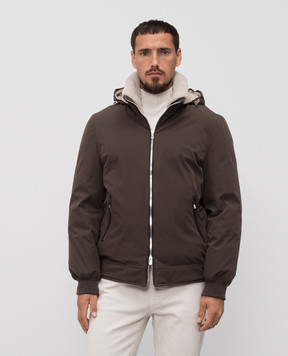 Brunello Cucinelli Brown down jacket with sheepskin MV4061606