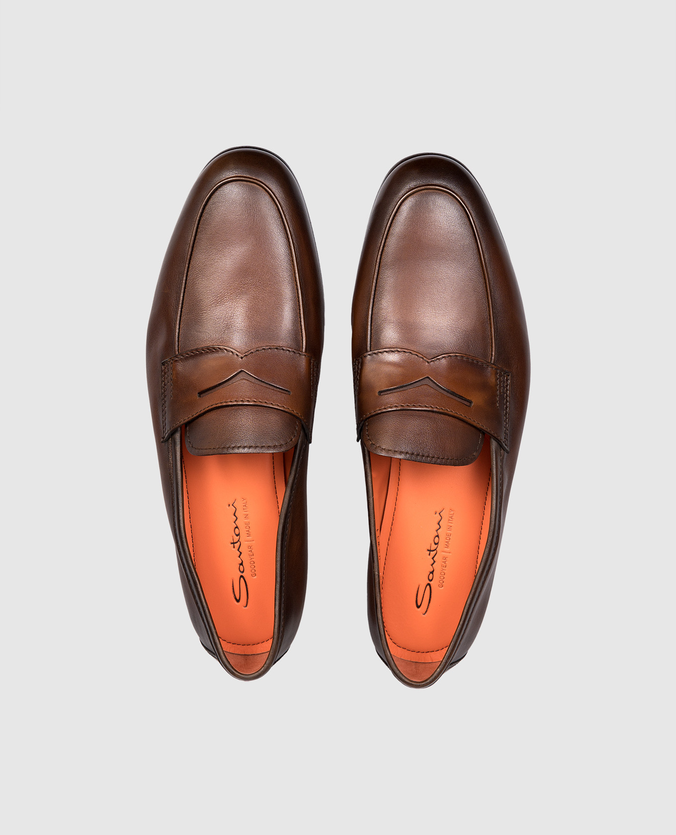 

Brown leather loafers Santoni