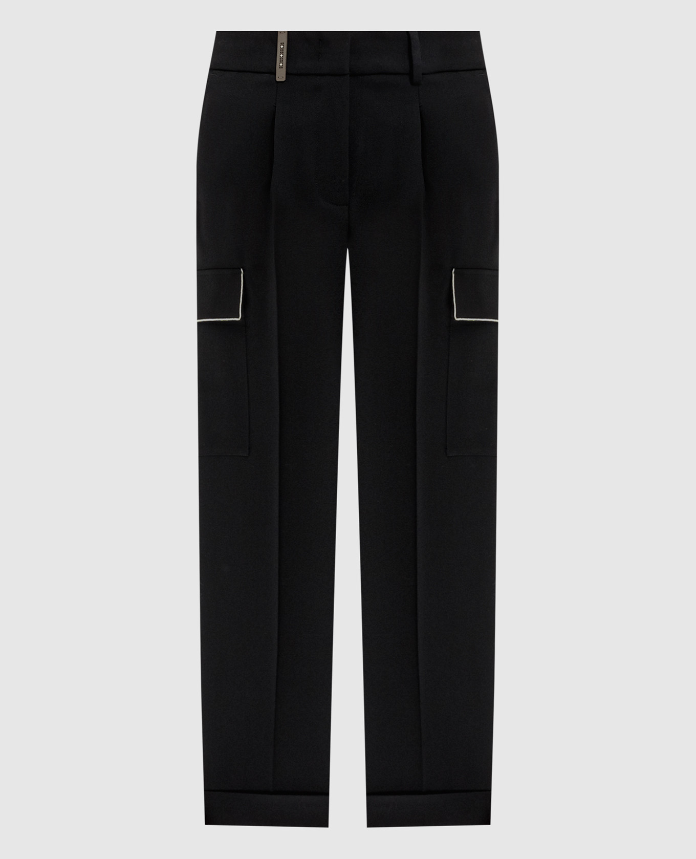 

Black wool cargo pants with monil chain Peserico